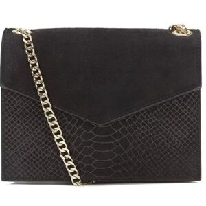 RARE Maison Scotch & Soda Chic Black Suede Bag Gold Chain Bikercore